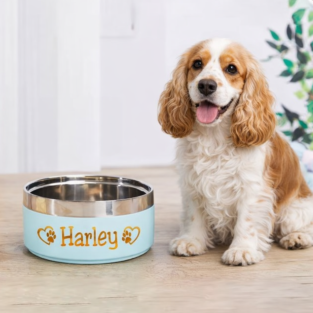 Personalized Dog Bowl with Name – Non-Slip Food and Water Bowl for Dog or Cat
